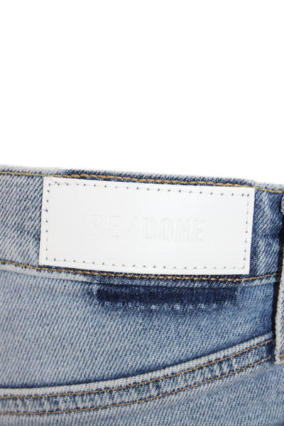 Re/Done Womens Cotton Buttoned Distress Light Wash High-Rise Jeans Blue Size 26
