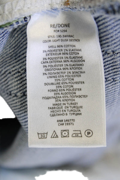 Re/Done Womens Cotton Buttoned Distress Light Wash High-Rise Jeans Blue Size 26