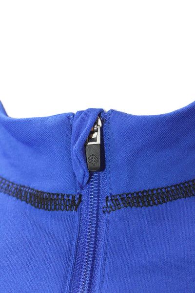 Coolibar Womens Half Zip Crew Neck Long Sleeve Ruched Detail Dress Blue Size M