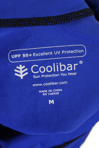 Coolibar Womens Half Zip Crew Neck Long Sleeve Ruched Detail Dress Blue Size M