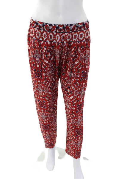 Xirena Womens Cotton Printed High Rise Straight Leg Pants Red Size Medium