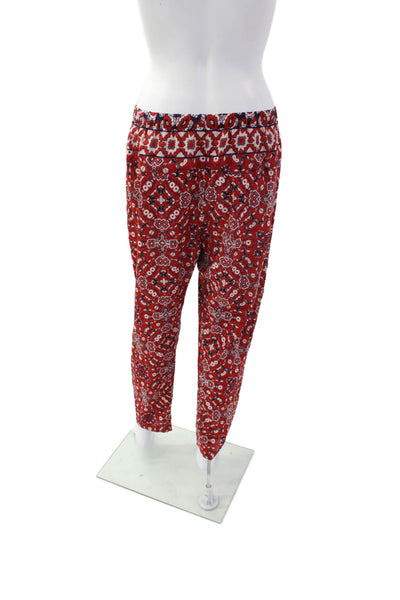 Xirena Womens Cotton Printed High Rise Straight Leg Pants Red Size Medium