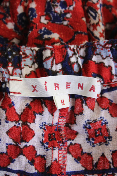 Xirena Womens Cotton Printed High Rise Straight Leg Pants Red Size Medium