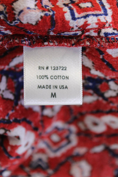 Xirena Womens Cotton Printed High Rise Straight Leg Pants Red Size Medium