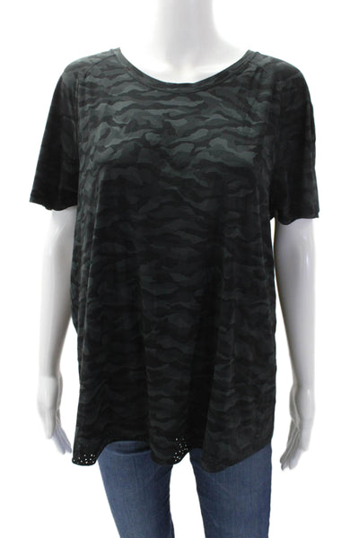 Lululemon Womens Camoflaged Laser Cut Out Crew Neck Active Top Gray Size M