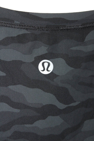Lululemon Womens Camoflaged Laser Cut Out Crew Neck Active Top Gray Size M