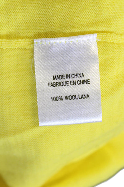 Theory Womens Wool V-neck 3/4 Sleeve Cardigan Sweater Top Yellow Size Large