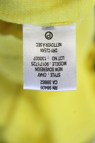 Theory Womens Wool V-neck 3/4 Sleeve Cardigan Sweater Top Yellow Size Large