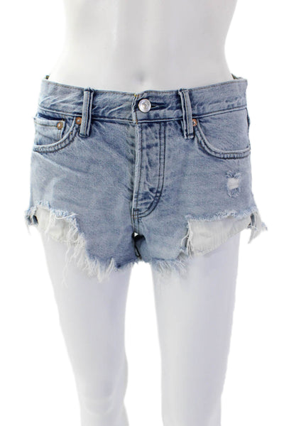 We The Free Women's Five Pocket Distress Medium Wash Cut-Off Shorts Size 25