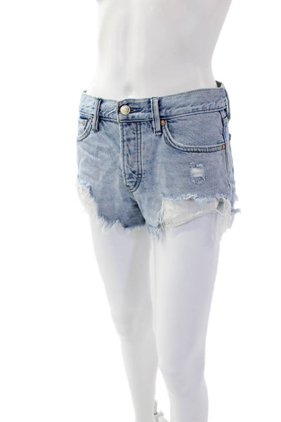 We The Free Women's Five Pocket Distress Medium Wash Cut-Off Shorts Size 25