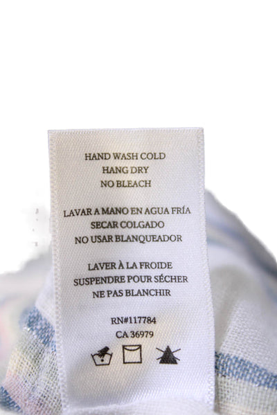 Rails Womens Cap Sleeve Crew Neck Smocked Striped Dress White Blue Size Small