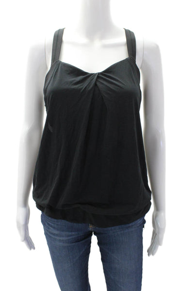 Lululemon Womens Scoop Neck Pinstriped Lightweight Tank Top Black Size 8