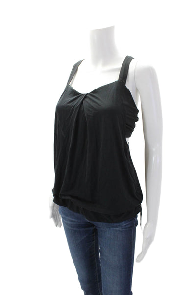 Lululemon Womens Scoop Neck Pinstriped Lightweight Tank Top Black Size 8