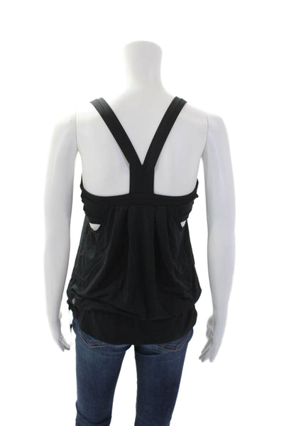 Lululemon Womens Scoop Neck Pinstriped Lightweight Tank Top Black Size 8