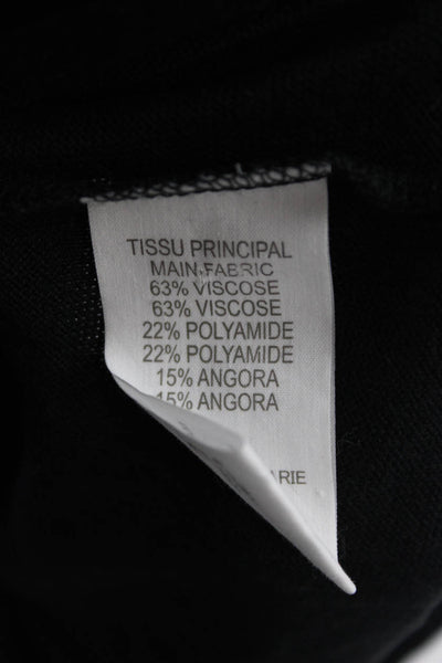 Athe Womens Zippered Detail Short Sleeve Boat Neck T-Shirt Black Size 0