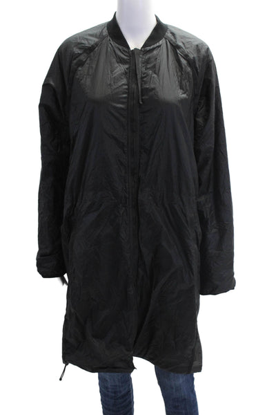 Athleta Womens Ribbed Collar Drawstring Waist Detail Windbreaker Black Size S