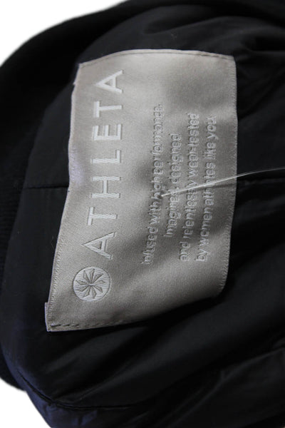 Athleta Womens Ribbed Collar Drawstring Waist Detail Windbreaker Black Size S