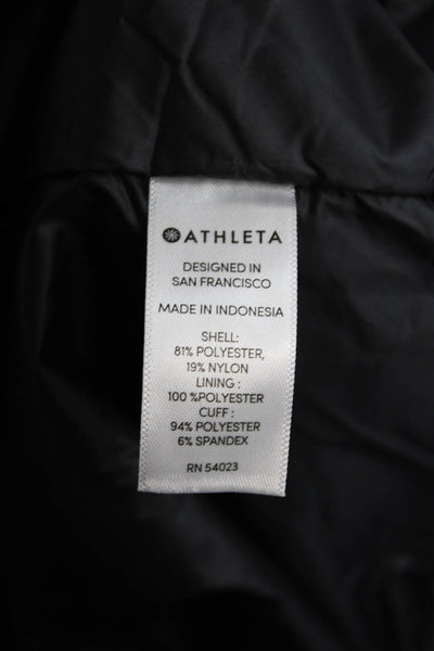Athleta Womens Ribbed Collar Drawstring Waist Detail Windbreaker Black Size S