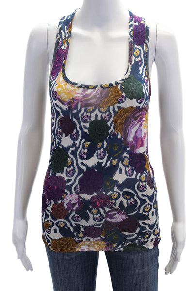Just Cavalli Womens Scoop Neck Sleeveless Floral Tank Top Multicolor Size EUR 40