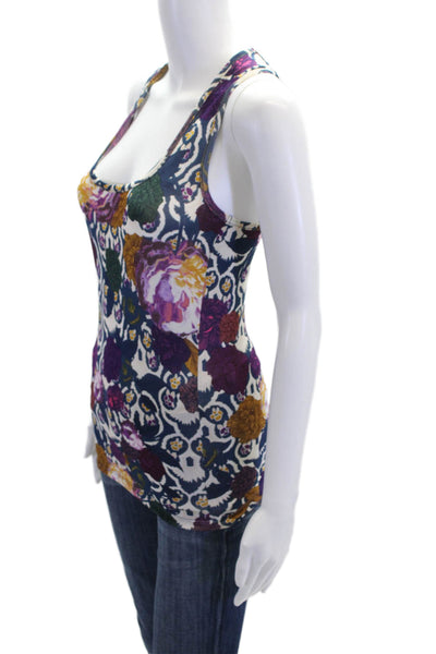 Just Cavalli Womens Scoop Neck Sleeveless Floral Tank Top Multicolor Size EUR 40