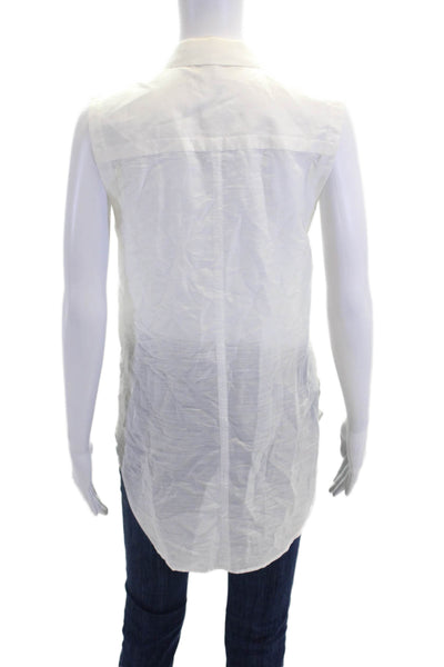 Helmut Lang Womens Cotton Sleeveless Lined Button Vest Blouse White Size S