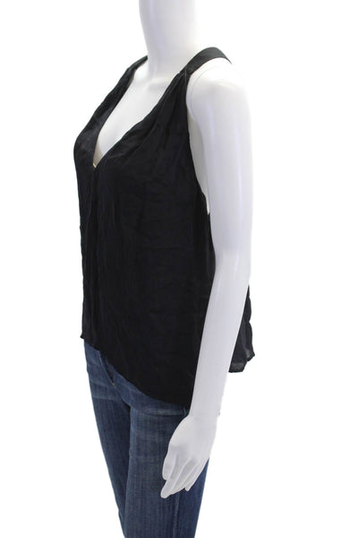 ALC Womens Silk V-neck Lined Spaghetti Strap Tank Top Black Size XS