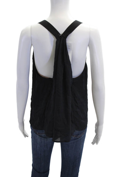 ALC Womens Silk V-neck Lined Spaghetti Strap Tank Top Black Size XS