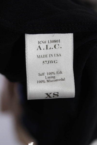 ALC Womens Silk V-neck Lined Spaghetti Strap Tank Top Black Size XS