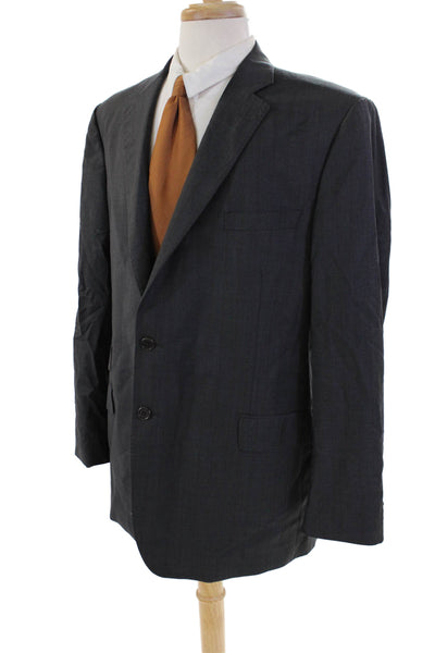 Ermenegildo Zegna Mens Striped Blazer Jacket Gray Red Wool Size 46 Regular