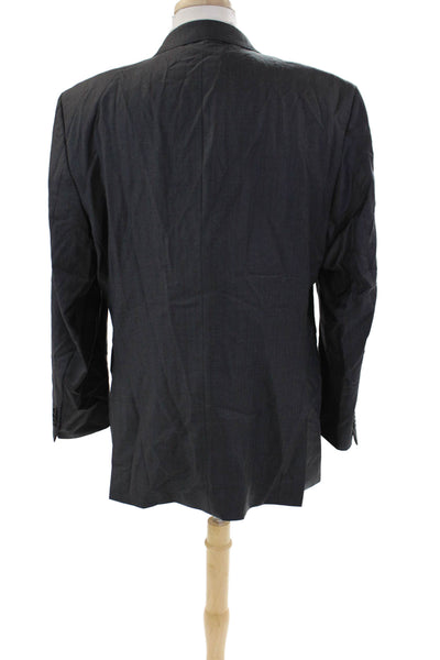 Ermenegildo Zegna Mens Striped Blazer Jacket Gray Red Wool Size 46 Regular
