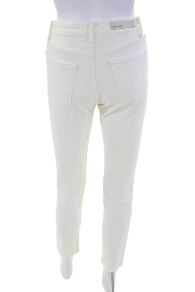 Grlfrnd Womens High Rise Button Up Karolina Slim Leg Jeans White Size 24