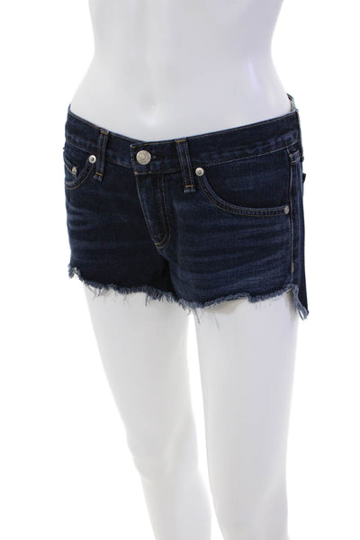 Rag & Bone Jean Womens Catskills Wash Cut Off Jean Shorts Blue Cotton Size 24