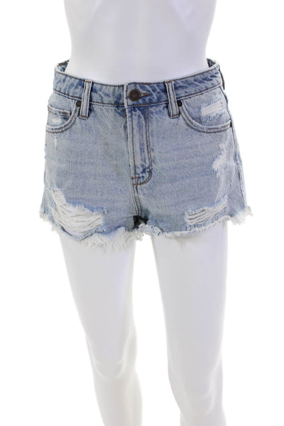 Hidden Womens Denim Zip Up Cut Off Shorts Blue Cotton Size Small