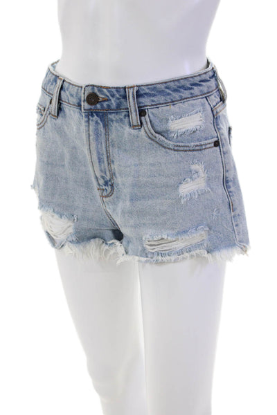 Hidden Womens Denim Zip Up Cut Off Shorts Blue Cotton Size Small