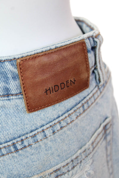 Hidden Womens Denim Zip Up Cut Off Shorts Blue Cotton Size Small