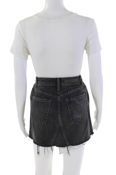 Grlfrnd Womens Denim Hotel California Wash Mini Skirt Black Cotton Size 25