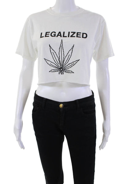 Adaptation Barneys New York Womens Cropped Tee Shirt White Black Size Small