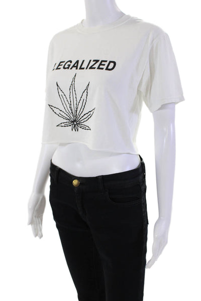 Adaptation Barneys New York Womens Cropped Tee Shirt White Black Size Small