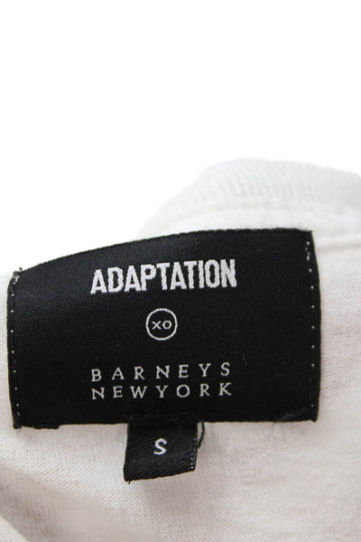 Adaptation Barneys New York Womens Cropped Tee Shirt White Black Size Small