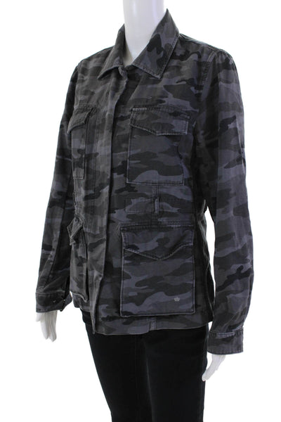 G-One Women's Long Sleeves Button Up Patch Pocket Camouflage Jacket Size S