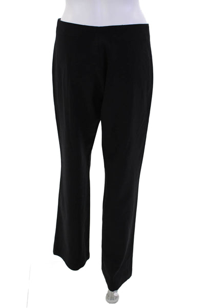 Joseph Womens Wool Flat Front High Rise Wide Leg Trousers Black Size L