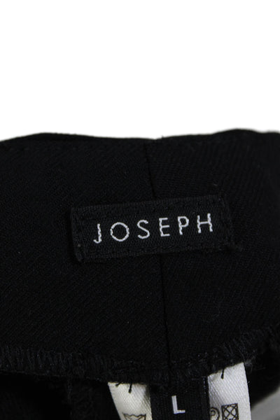 Joseph Womens Wool Flat Front High Rise Wide Leg Trousers Black Size L