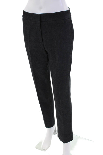 Escada Womens Cotton Flat Front Straight Leg Trousers Blue Size 36