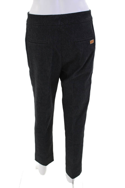 Escada Womens Cotton Flat Front Straight Leg Trousers Blue Size 36