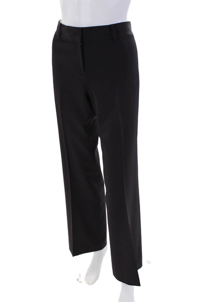 Tahari Womens Wide Leg Flat Front Solid Trousers Dark Purple Size 6