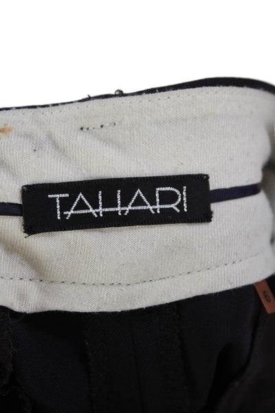 Tahari Womens Wide Leg Flat Front Solid Trousers Dark Purple Size 6