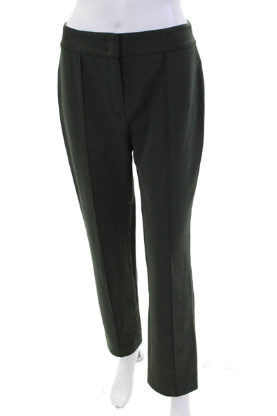 Escada Womens Pleated Front Straight Leg Pants Green Size 36