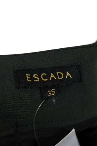 Escada Womens Pleated Front Straight Leg Pants Green Size 36