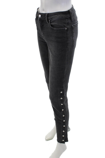 IRO Jeans Womens Cotton Snap Closure Detail Slim Leg Mid Rise Jeans Black Size 2