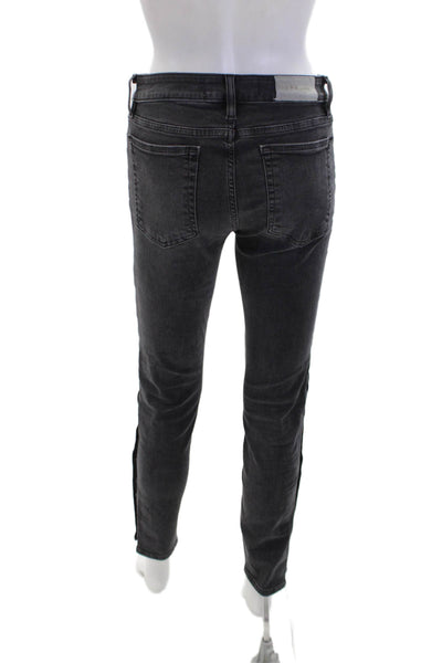 IRO Jeans Womens Cotton Snap Closure Detail Slim Leg Mid Rise Jeans Black Size 2